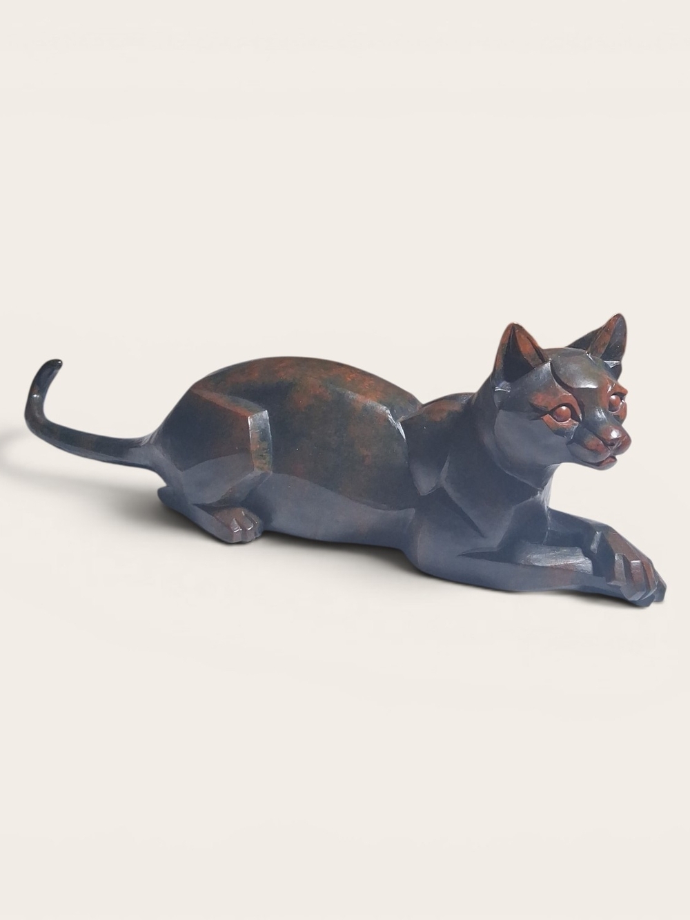 Enesco Reposed Walnut Cat Figurine Model 113659